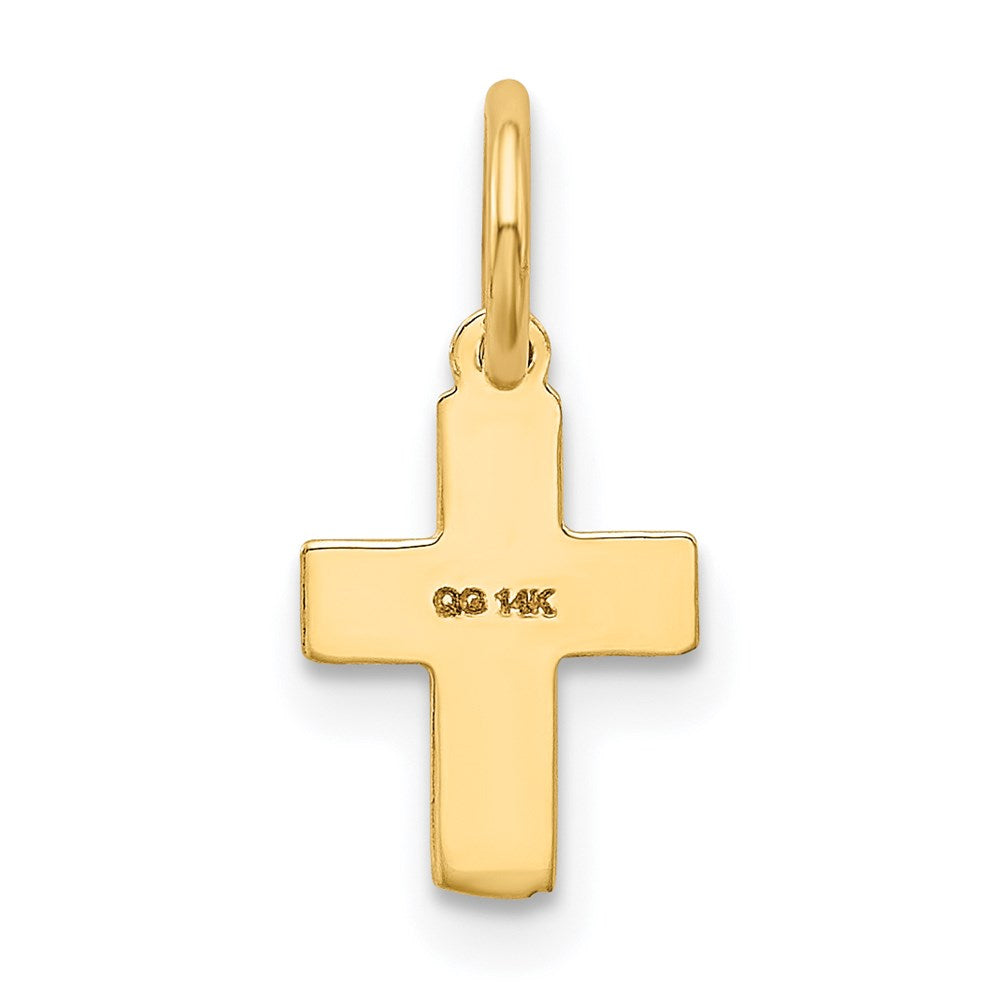 14k Yellow Gold 13 mm Floral Cross Charm (0.29 grams)