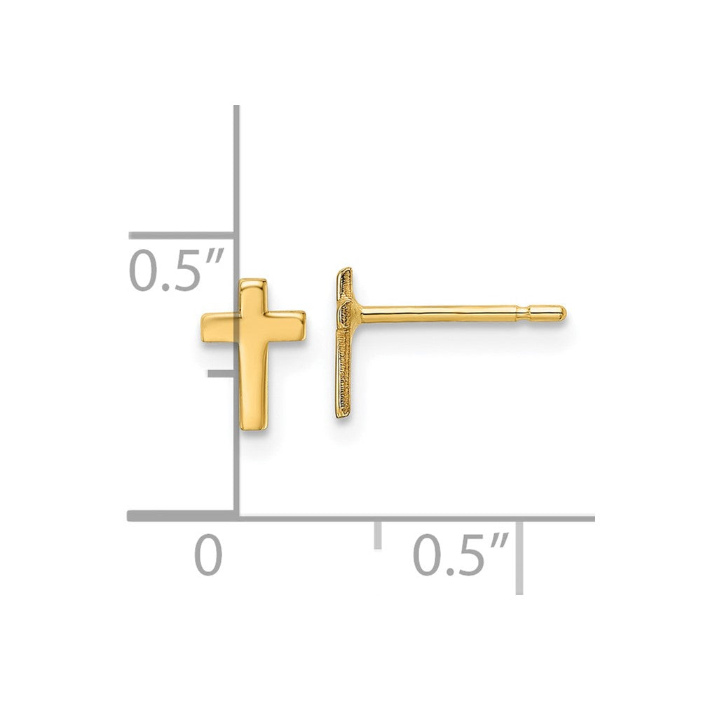 14k Yellow Gold 4.6 mm Polished Cross Post Earrings (0.21 grams)