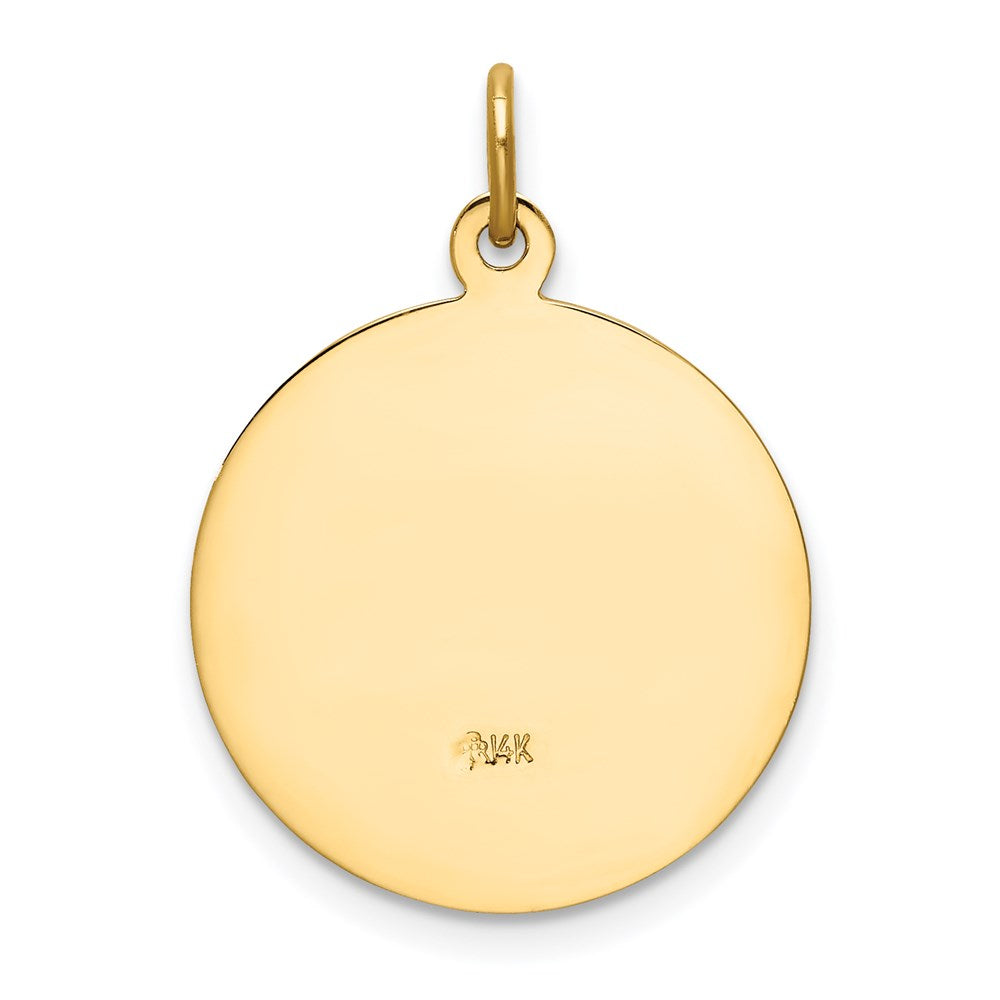 14k Yellow Gold 18.5 mm Our Lady of San Juan Medal Pendant (2.16 grams)