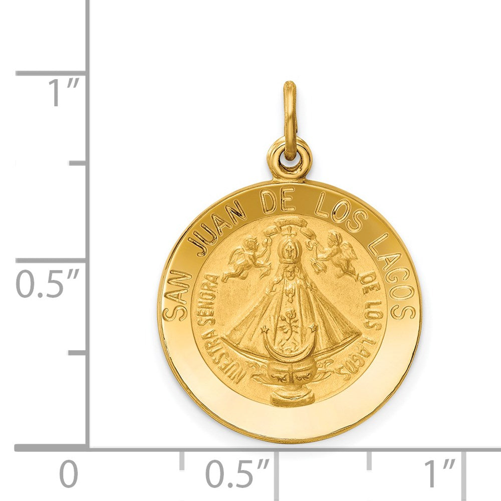 14k Yellow Gold 18.5 mm Our Lady of San Juan Medal Pendant (2.16 grams)