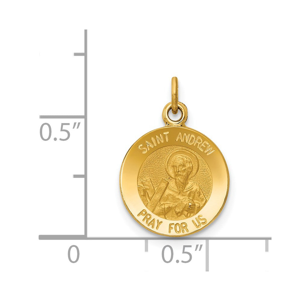 14k Yellow Gold 12 mm Saint Andrew Medal Charm (0.74 grams)