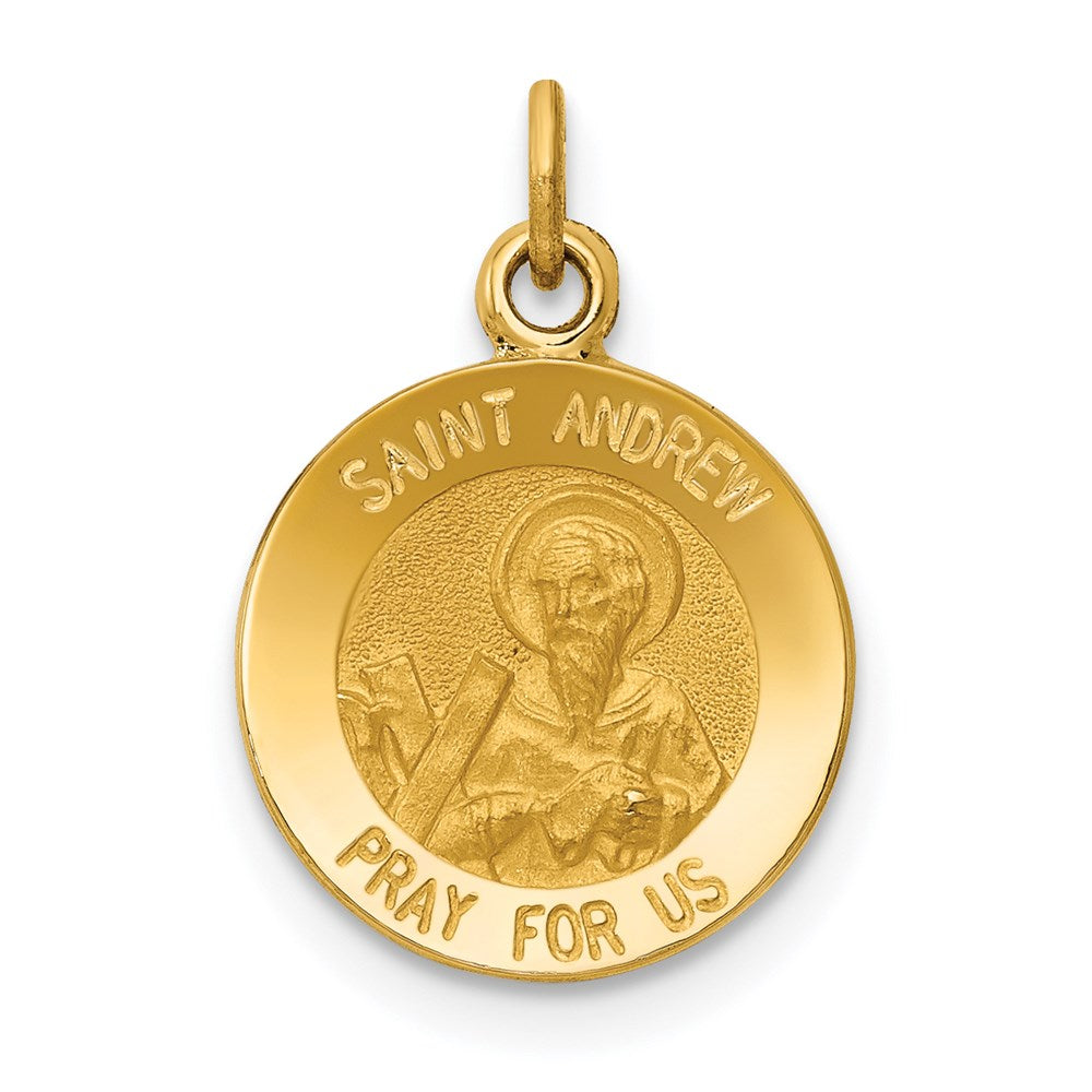 14k Yellow Gold 12 mm Saint Andrew Medal Charm (0.74 grams)