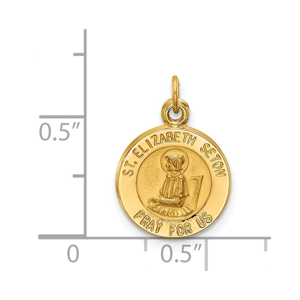 14k Yellow Gold 12.5 mm Saint Elizabeth Seton Medal Charm (0.8 grams)