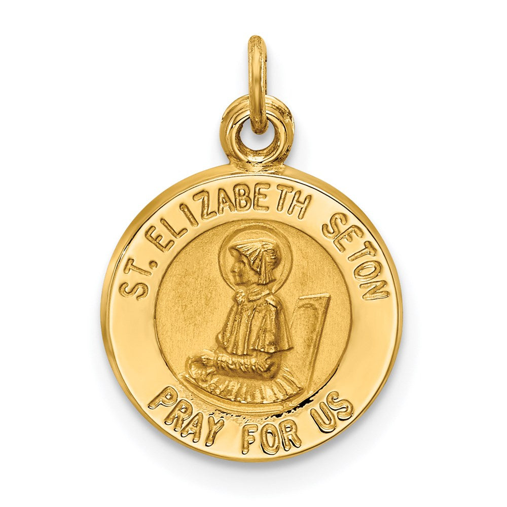 14k Yellow Gold 12.5 mm Saint Elizabeth Seton Medal Charm (0.8 grams)