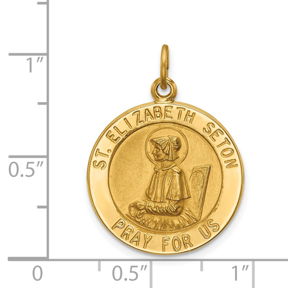 14k Yellow Gold 19.5 mm Saint Elizabeth Seton Medal Pendant (1.68 grams)