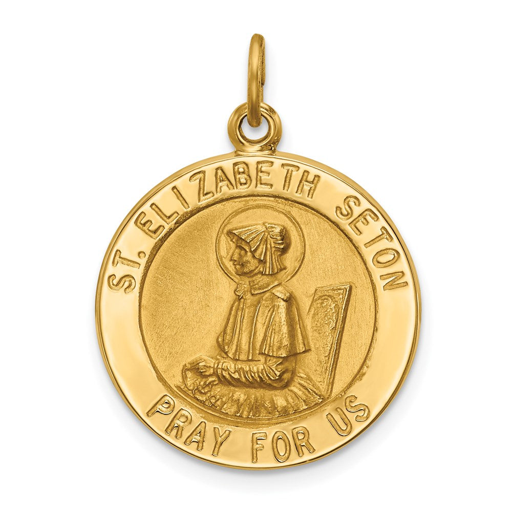 14k Yellow Gold 19.5 mm Saint Elizabeth Seton Medal Pendant (1.68 grams)