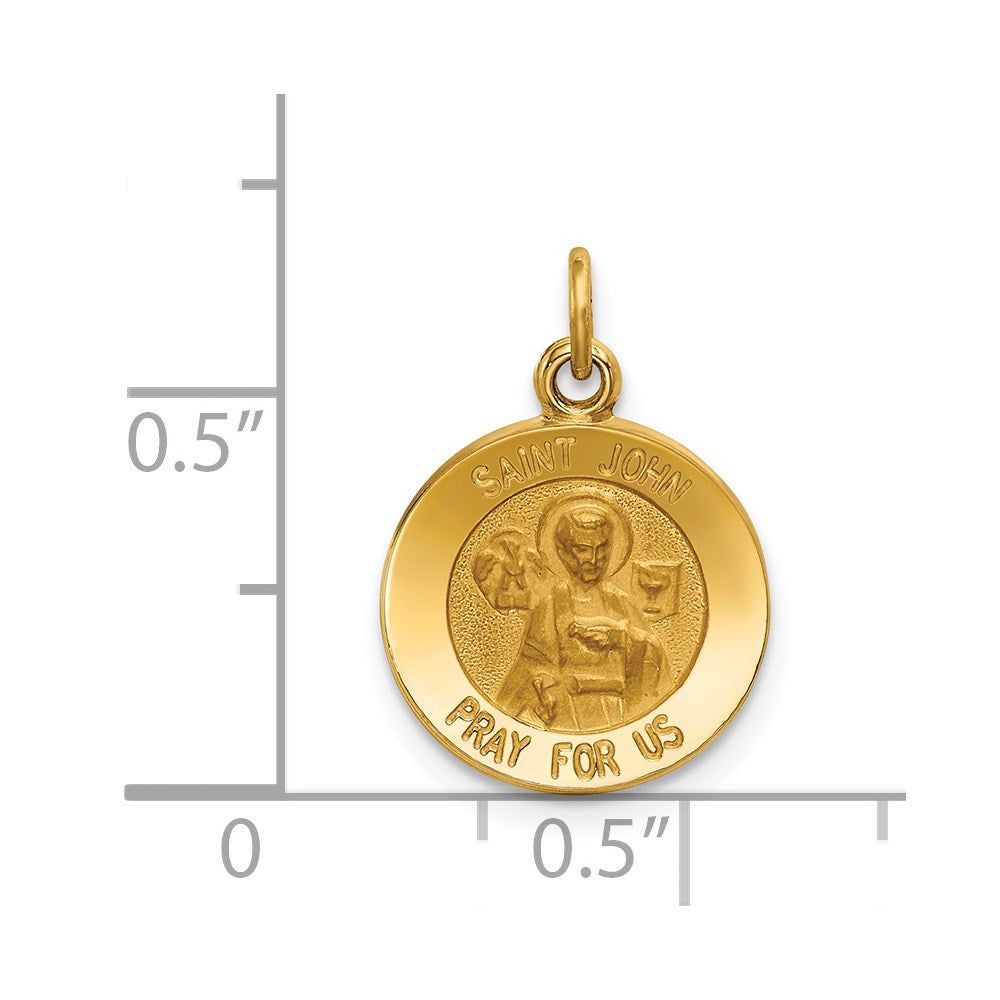 14k Yellow Gold 12.5 mm Saint John Medal Charm (0.72 grams)
