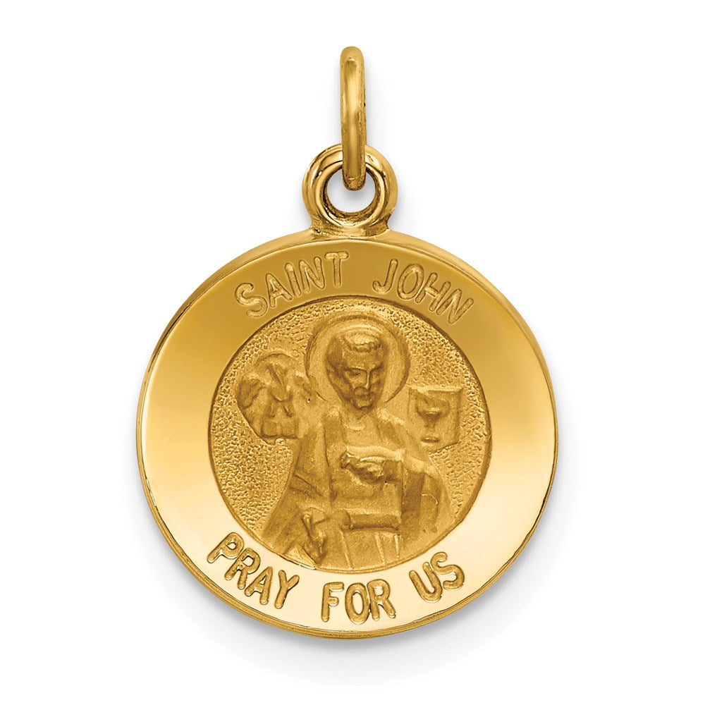 14k Yellow Gold 12.5 mm Saint John Medal Charm (0.72 grams)