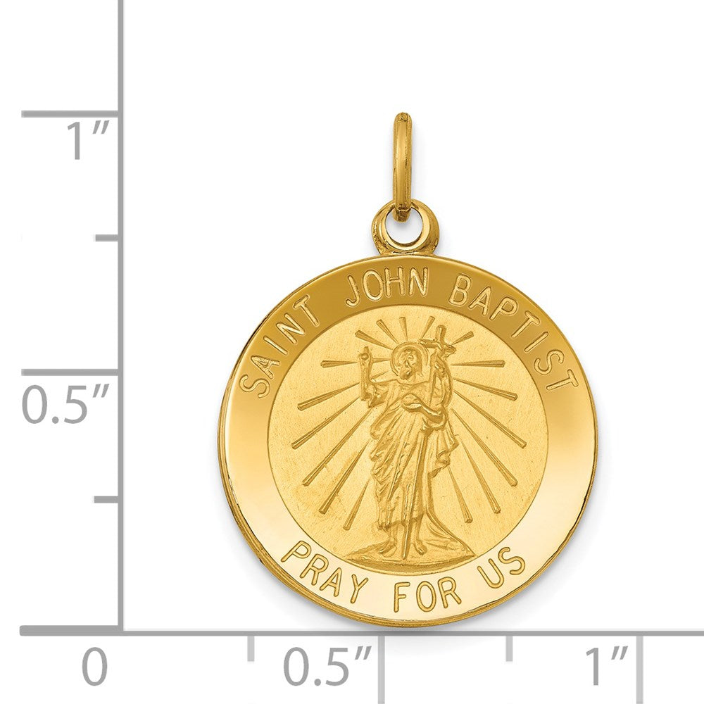14k Yellow Gold 19 mm Saint John Baptist Medal Pendant (1.85 grams)