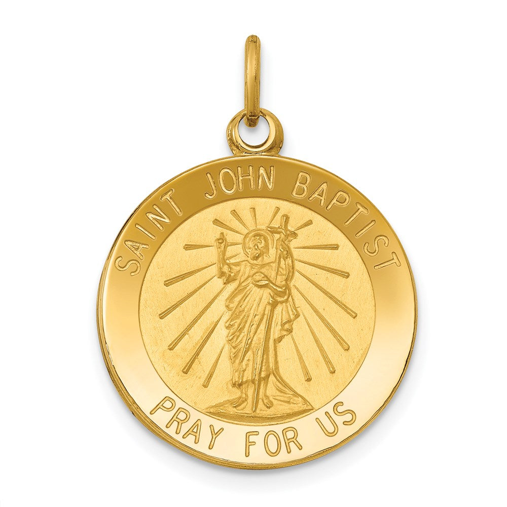 14k Yellow Gold 19 mm Saint John Baptist Medal Pendant (1.85 grams)