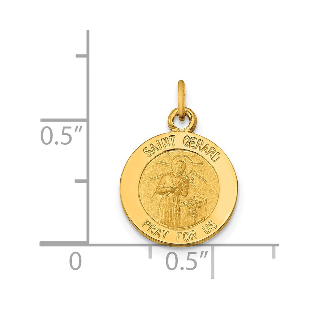 14k Yellow Gold 12.5 mm Saint Gerard Medal Charm (0.69 grams)