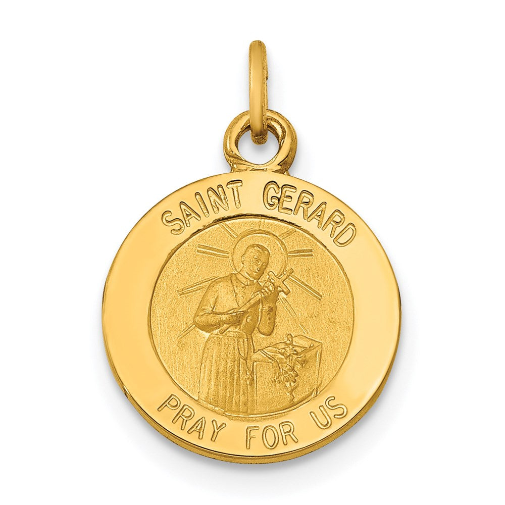 14k Yellow Gold 12.5 mm Saint Gerard Medal Charm (0.69 grams)