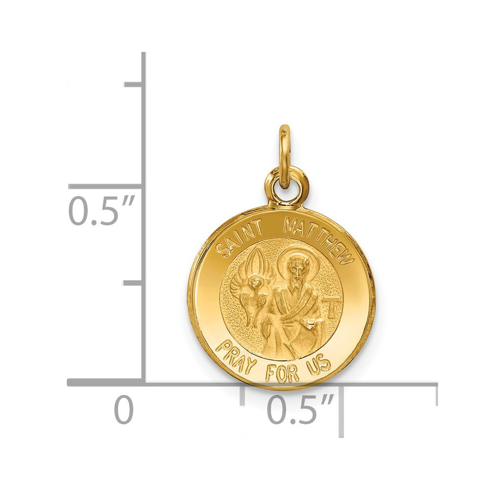 14k Yellow Gold 12 mm Saint Matthew Medal Charm (0.65 grams)