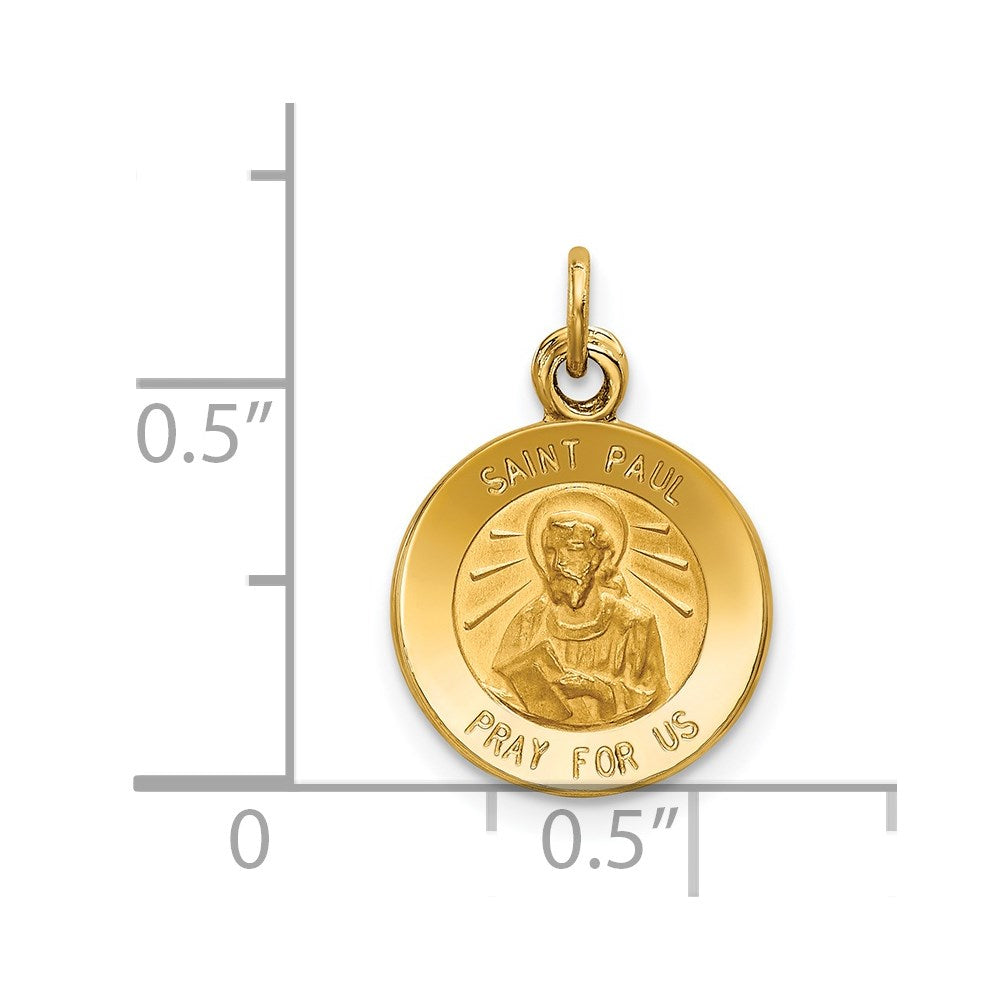 14k Yellow Gold 12 mm Saint Paul Medal Charm (0.7 grams)