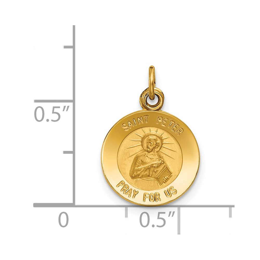 14k Yellow Gold 12 mm Saint Peter Medal Charm (1.98 grams)