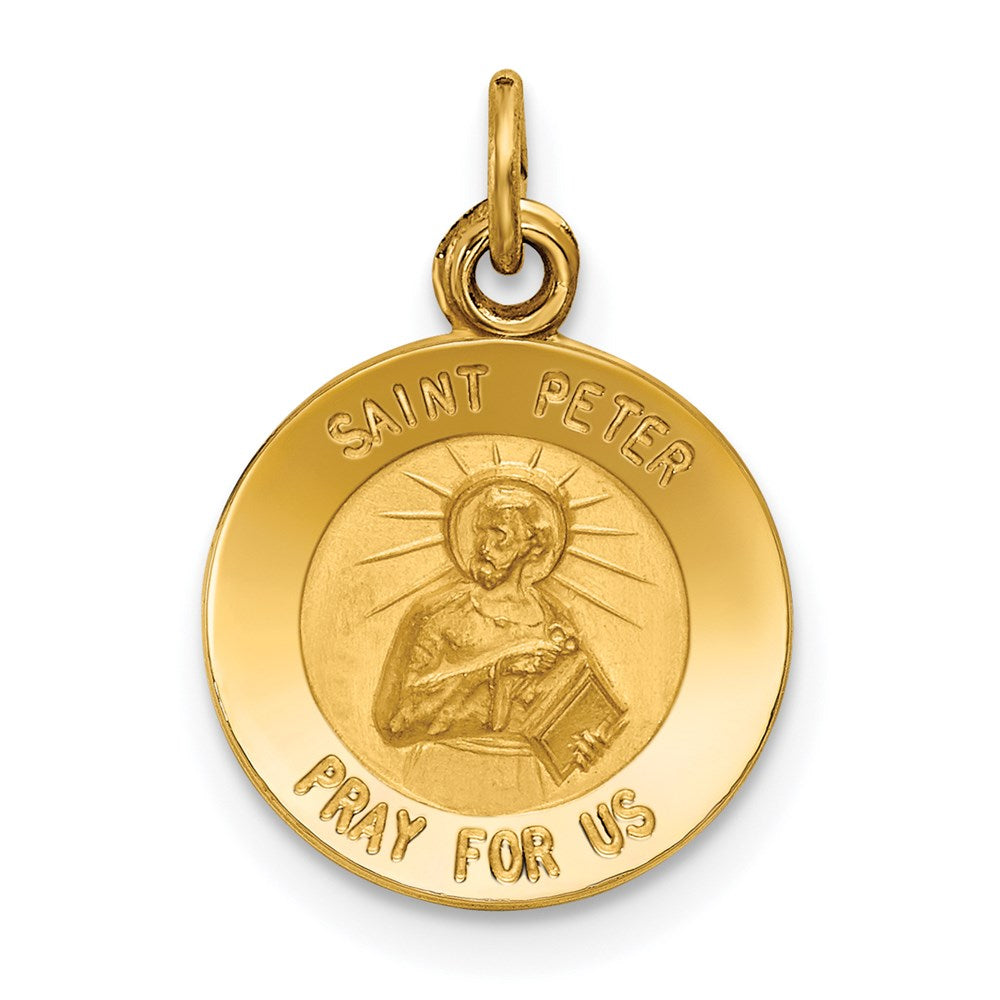 14k Yellow Gold 12 mm Saint Peter Medal Charm (1.98 grams)