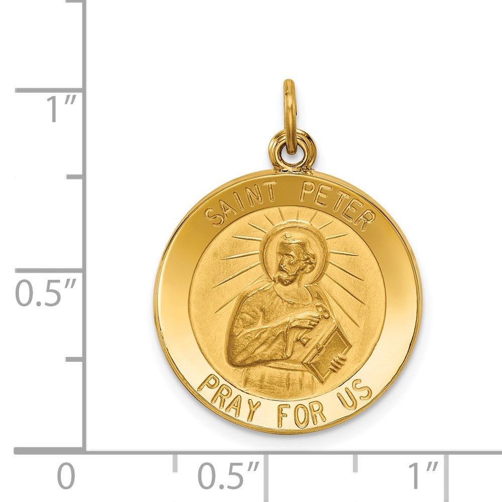 14k Yellow Gold 19 mm Saint Peter Medal Pendant (2.11 grams)