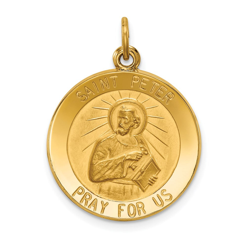 14k Yellow Gold 19 mm Saint Peter Medal Pendant (2.11 grams)