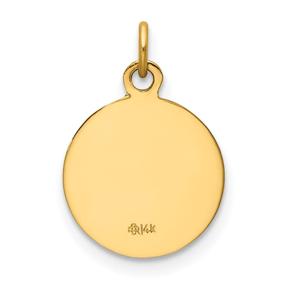14k Yellow Gold 12 mm Saint Roch Medal Charm (0.77 grams)