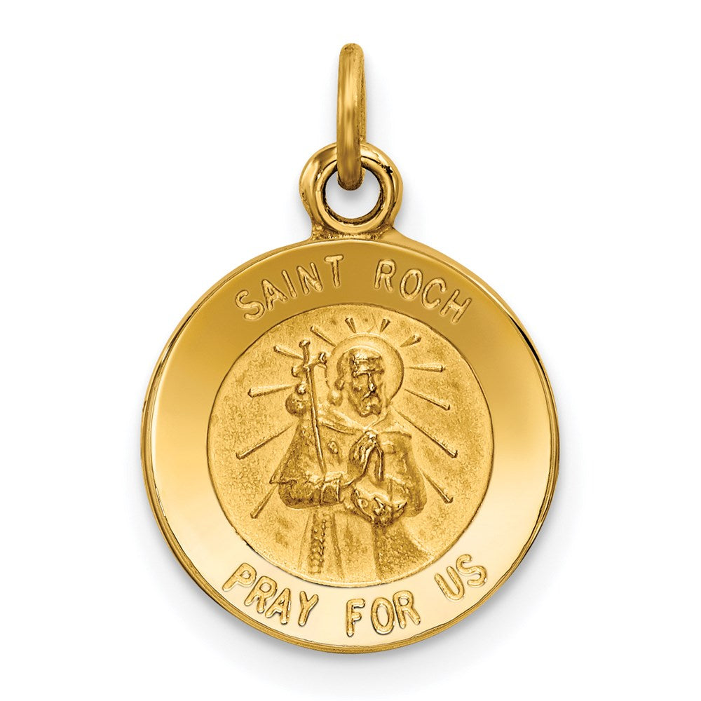 14k Yellow Gold 12 mm Saint Roch Medal Charm (0.77 grams)