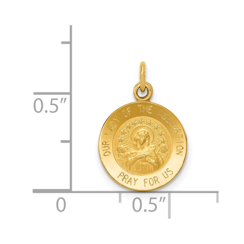 14k Yellow Gold 12 mm Our Lady Of The Assumption Medal Charm (0.75 grams)