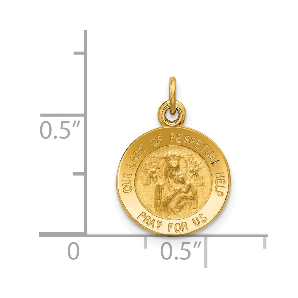 14k Yellow Gold 12.5 mm Our Lady of Perpetual Help Medal Charm (0.74 grams)