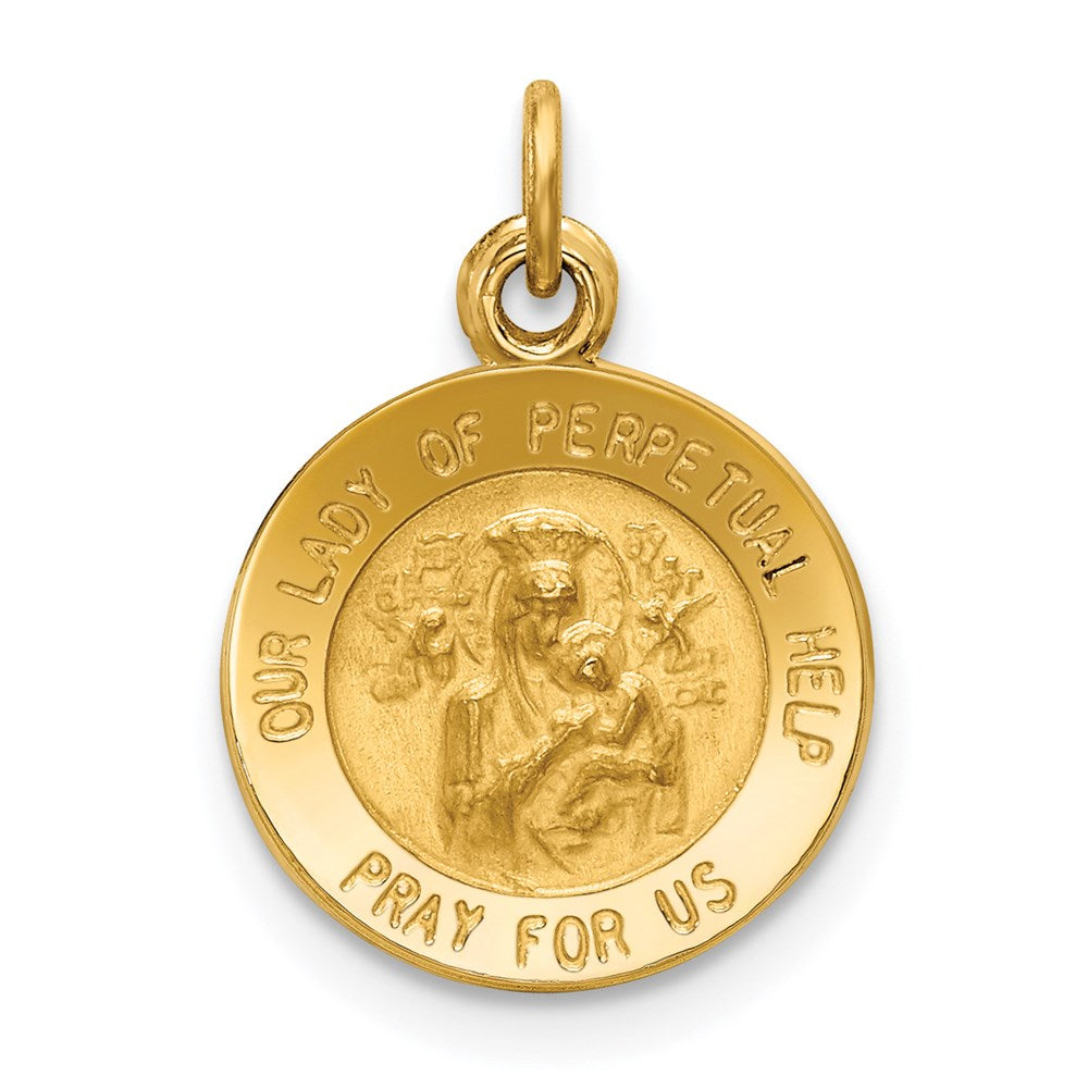 14k Yellow Gold 12.5 mm Our Lady of Perpetual Help Medal Charm (0.74 grams)