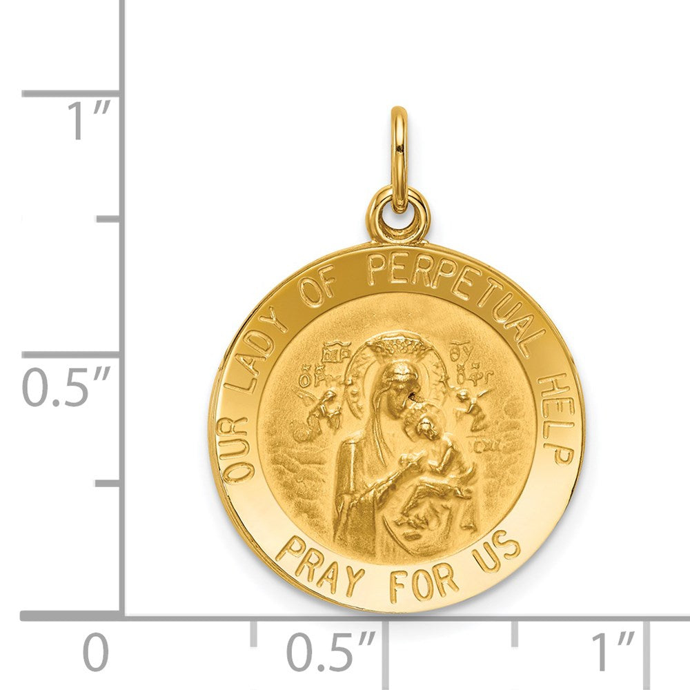 14k Yellow Gold 18 mm Our Lady of Perpetual Help Medal Pendant (2 grams)