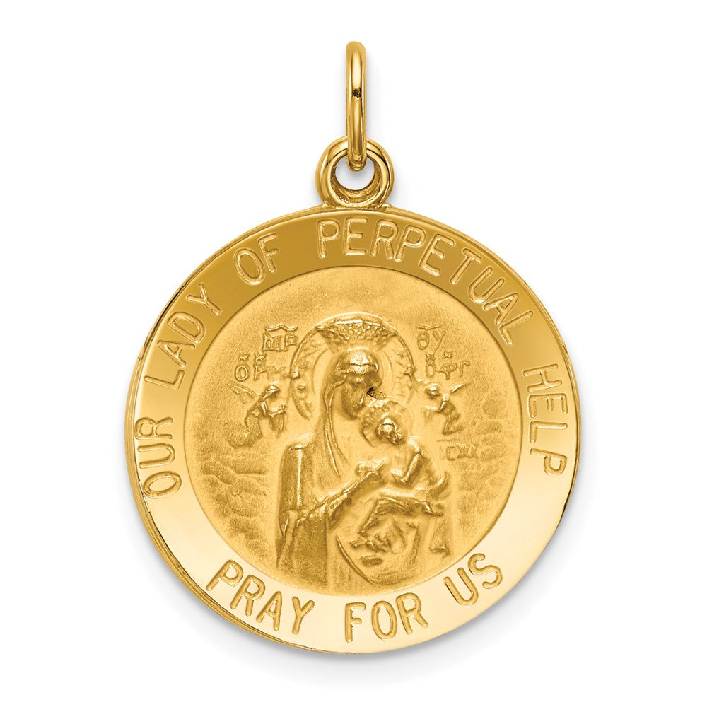 14k Yellow Gold 18 mm Our Lady of Perpetual Help Medal Pendant (2 grams)