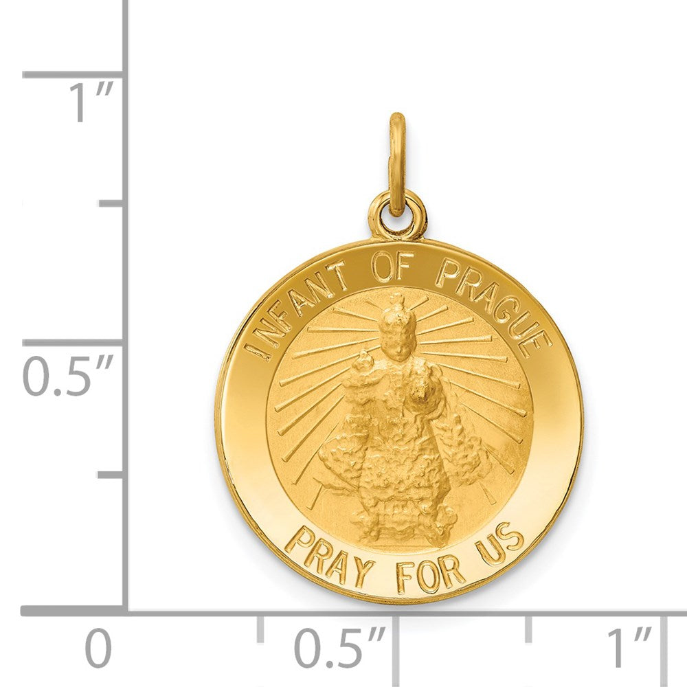 14k Yellow Gold 18 mm Infant of Prague Medal Charm (2.23 grams)