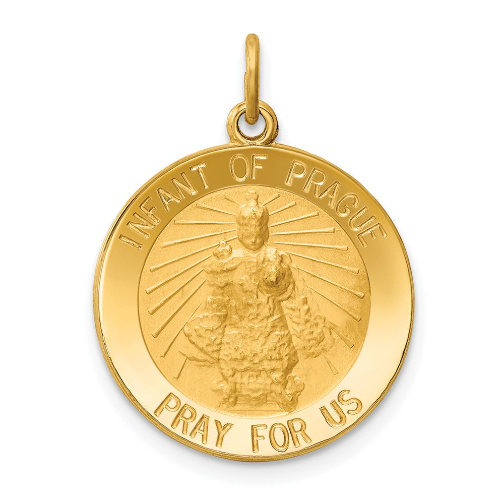 14k Yellow Gold 18 mm Infant of Prague Medal Charm (2.23 grams)