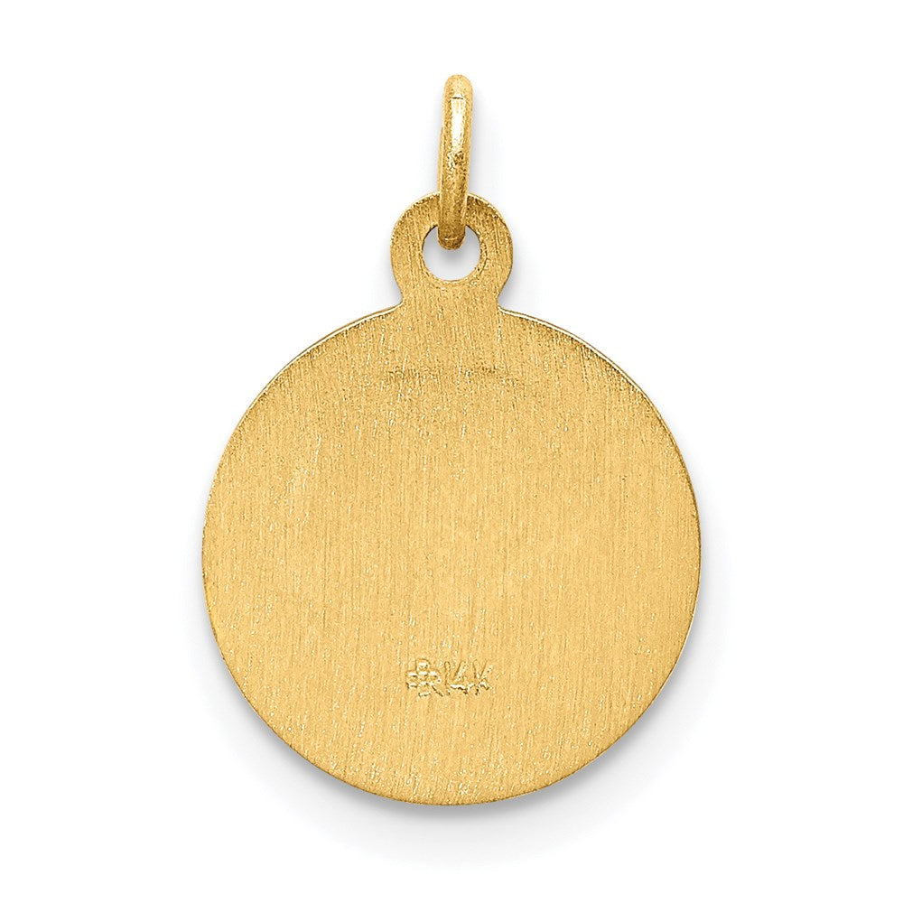 14k Yellow Gold 12 mm Our Lady of Lourdes Medal Charm (0.76 grams)