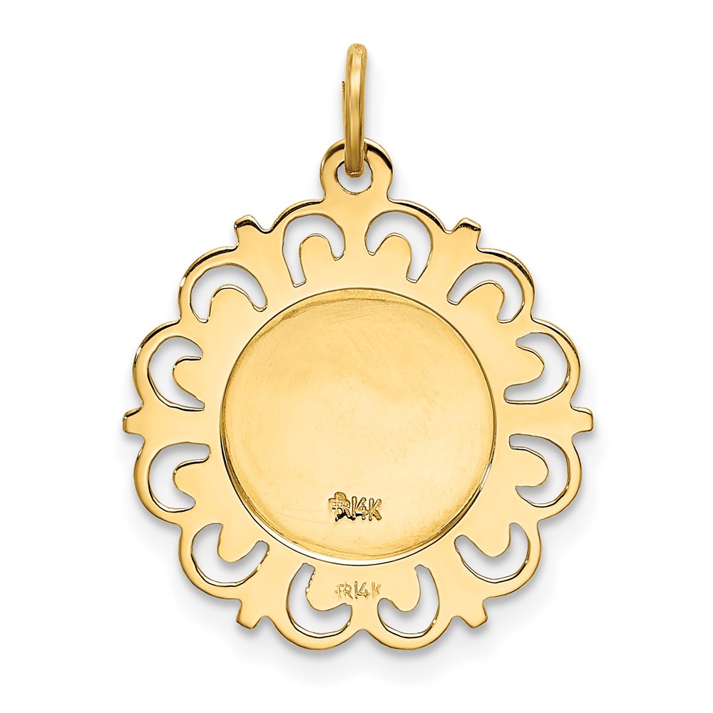14k Yellow Gold 19 mm Our Lady of Lourdes Medal Pendant (1.32 grams)