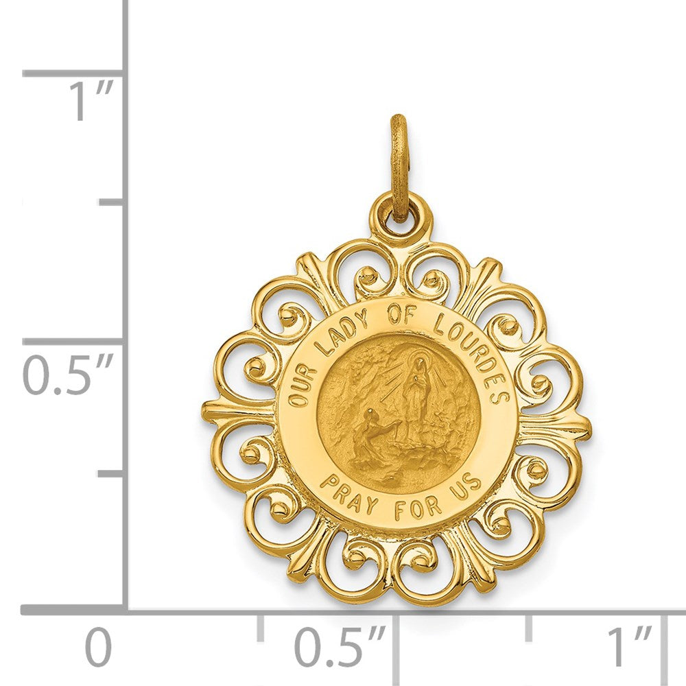 14k Yellow Gold 19 mm Our Lady of Lourdes Medal Pendant (1.32 grams)