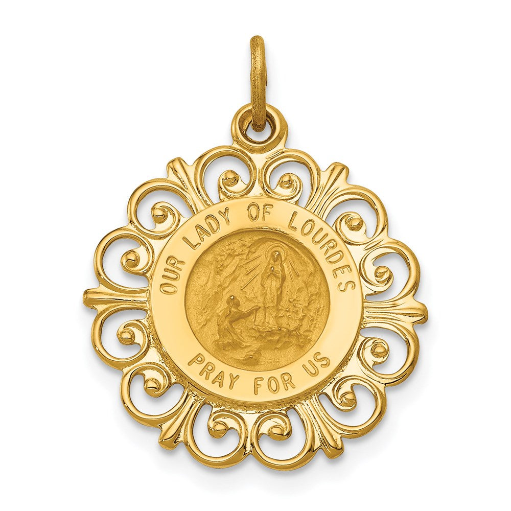 14k Yellow Gold 19 mm Our Lady of Lourdes Medal Pendant (1.32 grams)