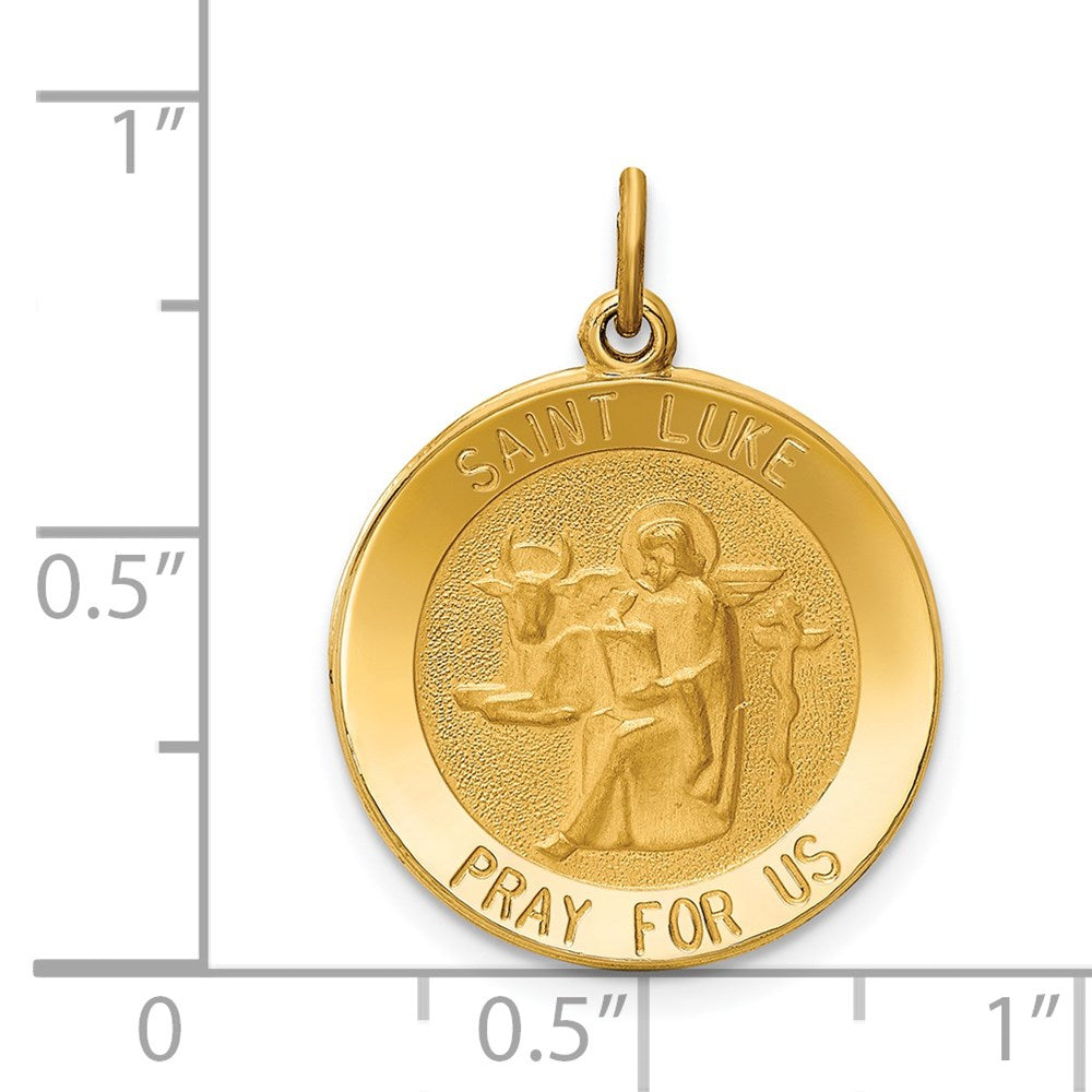 14k Yellow Gold 18.4 mm Saint Luke Medal Pendant (2.2 grams)