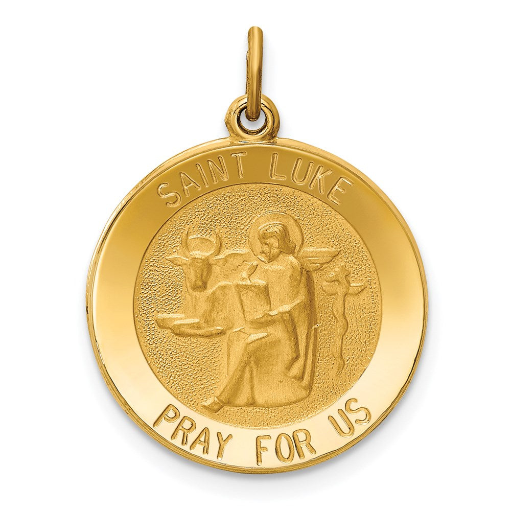 14k Yellow Gold 18.4 mm Saint Luke Medal Pendant (2.2 grams)