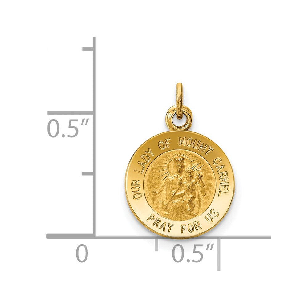 14k Yellow Gold 12 mm Our Lady of Mt. Carmel Medal Charm (0.75 grams)