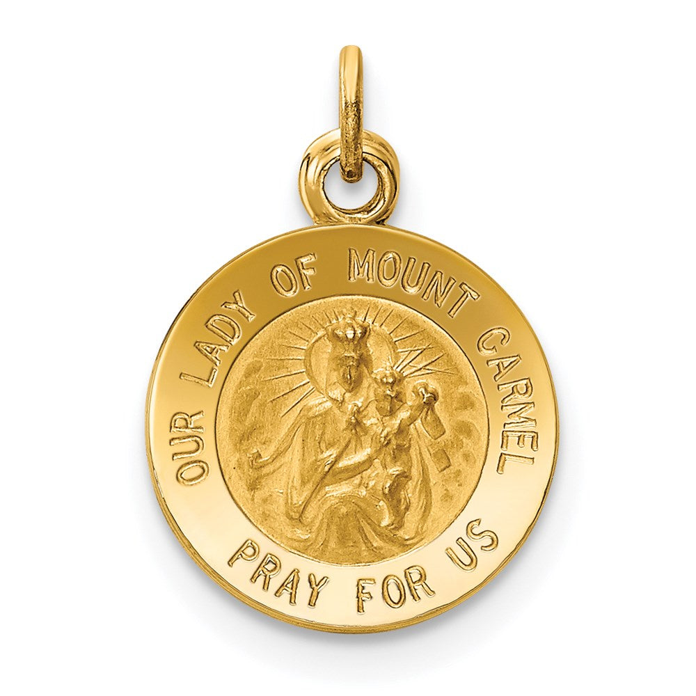 14k Yellow Gold 12 mm Our Lady of Mt. Carmel Medal Charm (0.75 grams)