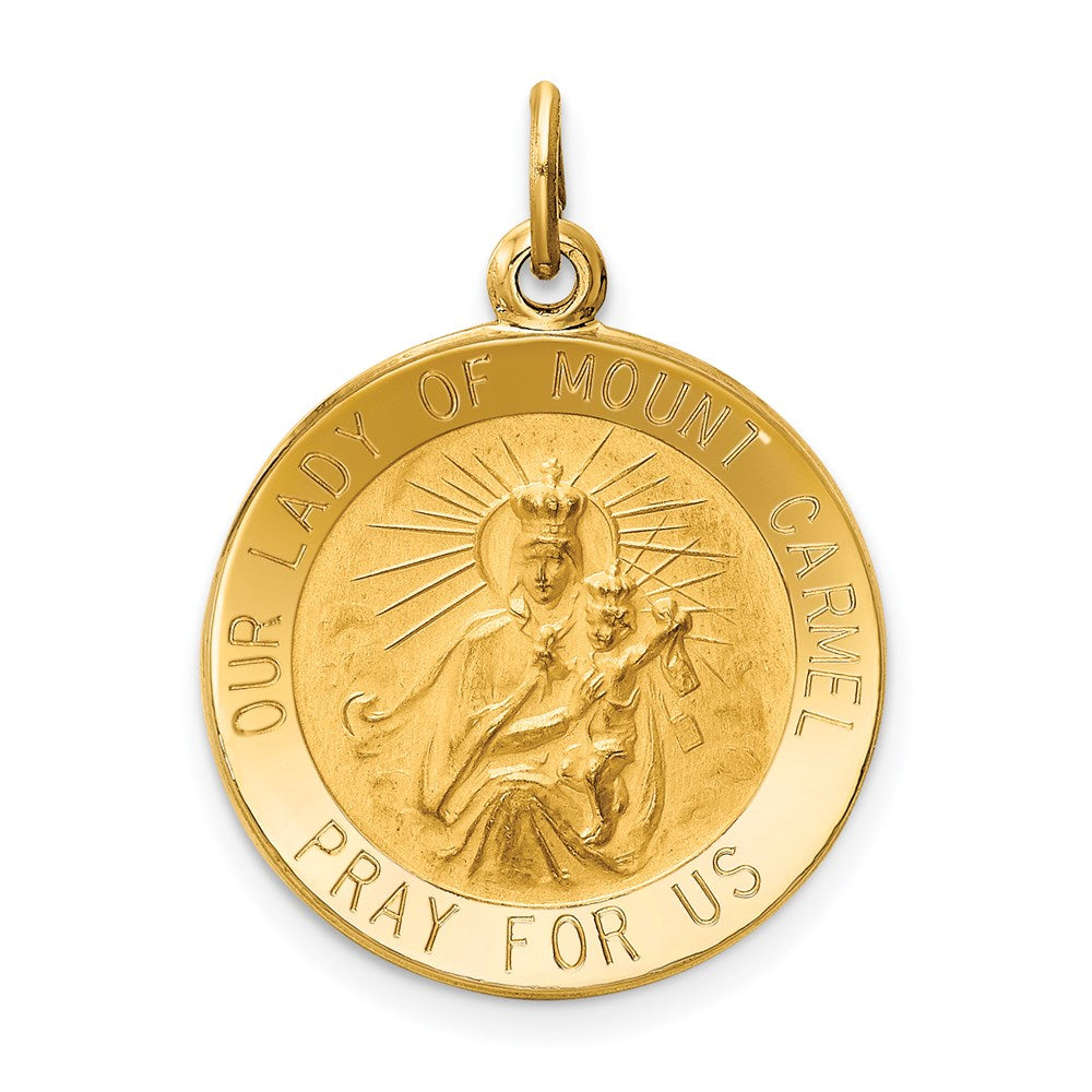 14k Yellow Gold 18.5 mm Our Lady of Mt. Carmel Medal Charm (1.87 grams)