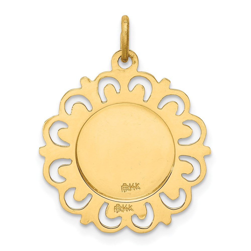 14k Yellow Gold 19 mm Our Lady of Mt. Carmel Medal Charm (1.28 grams)