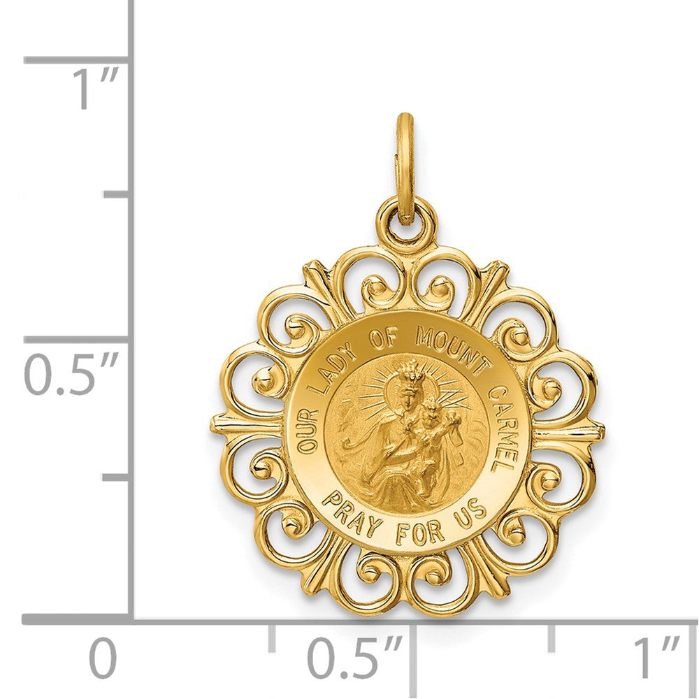 14k Yellow Gold 19 mm Our Lady of Mt. Carmel Medal Charm (1.28 grams)
