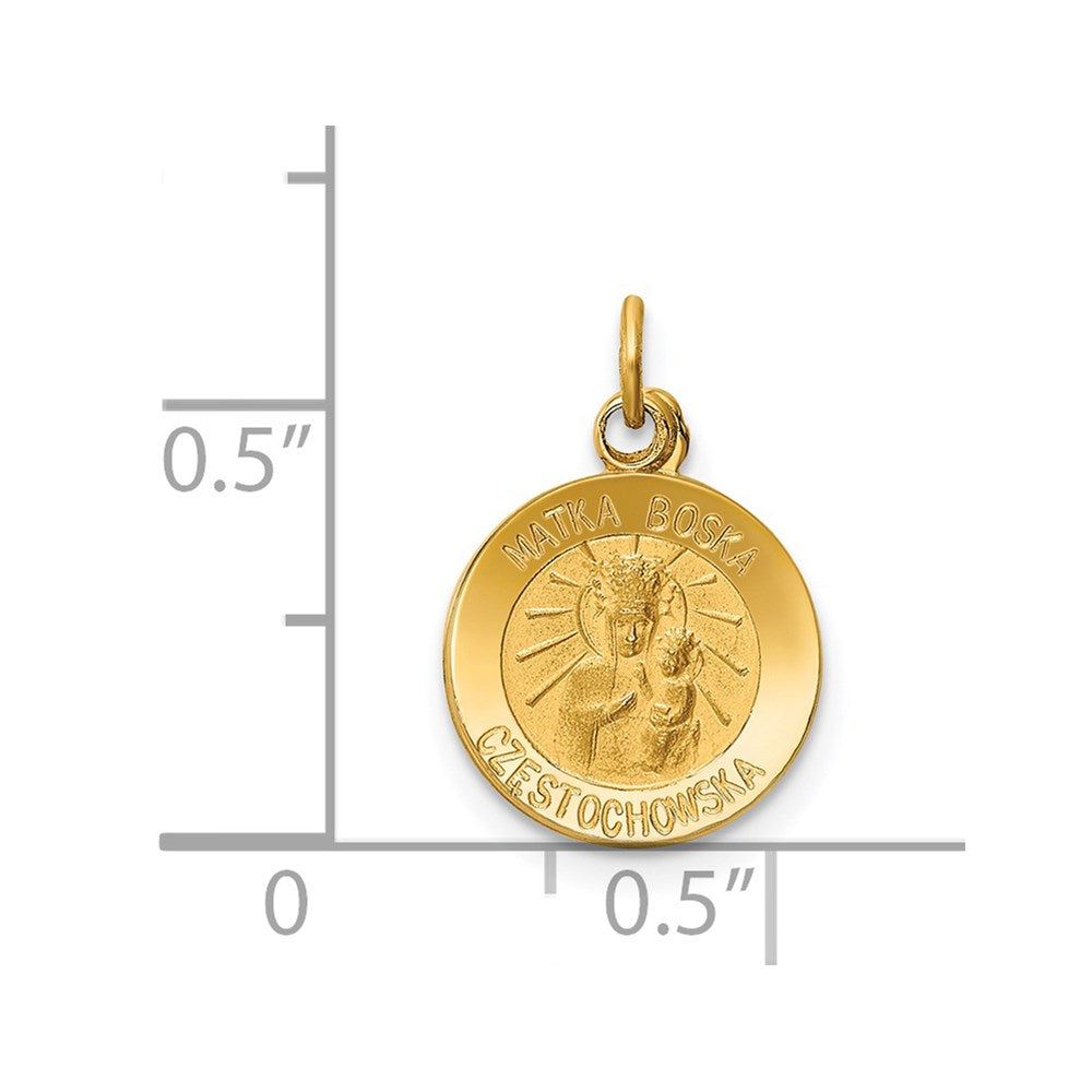 14k Yellow Gold 11.3 mm Matka Boska Medal Charm (0.92 grams)