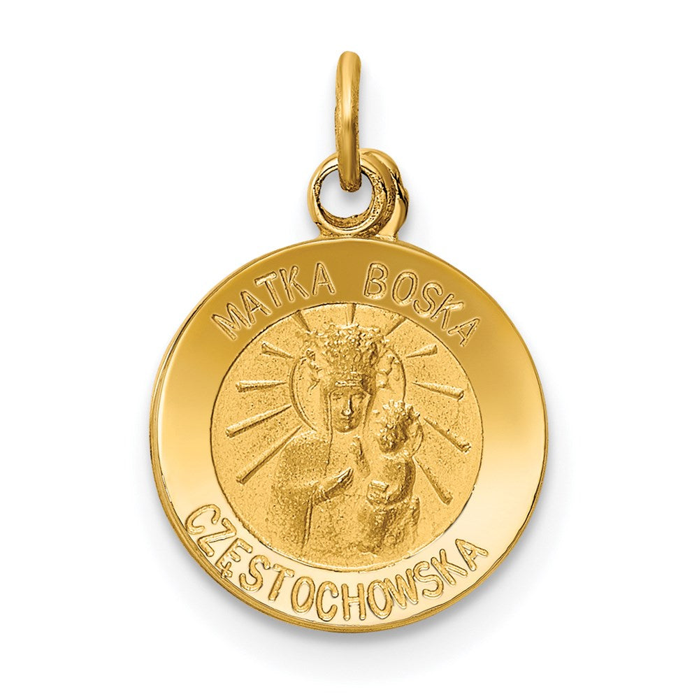 14k Yellow Gold 11.3 mm Matka Boska Medal Charm (0.92 grams)