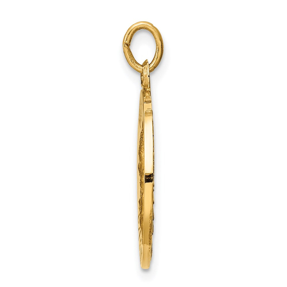 14k Yellow Gold 19 mm Matka Boska Medal Charm (1.36 grams)