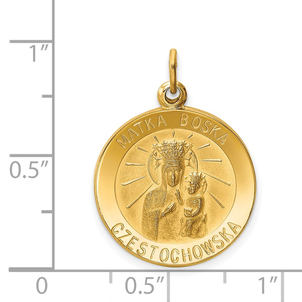 14k Yellow Gold 19 mm Matka Boska Medal Charm (1.36 grams)