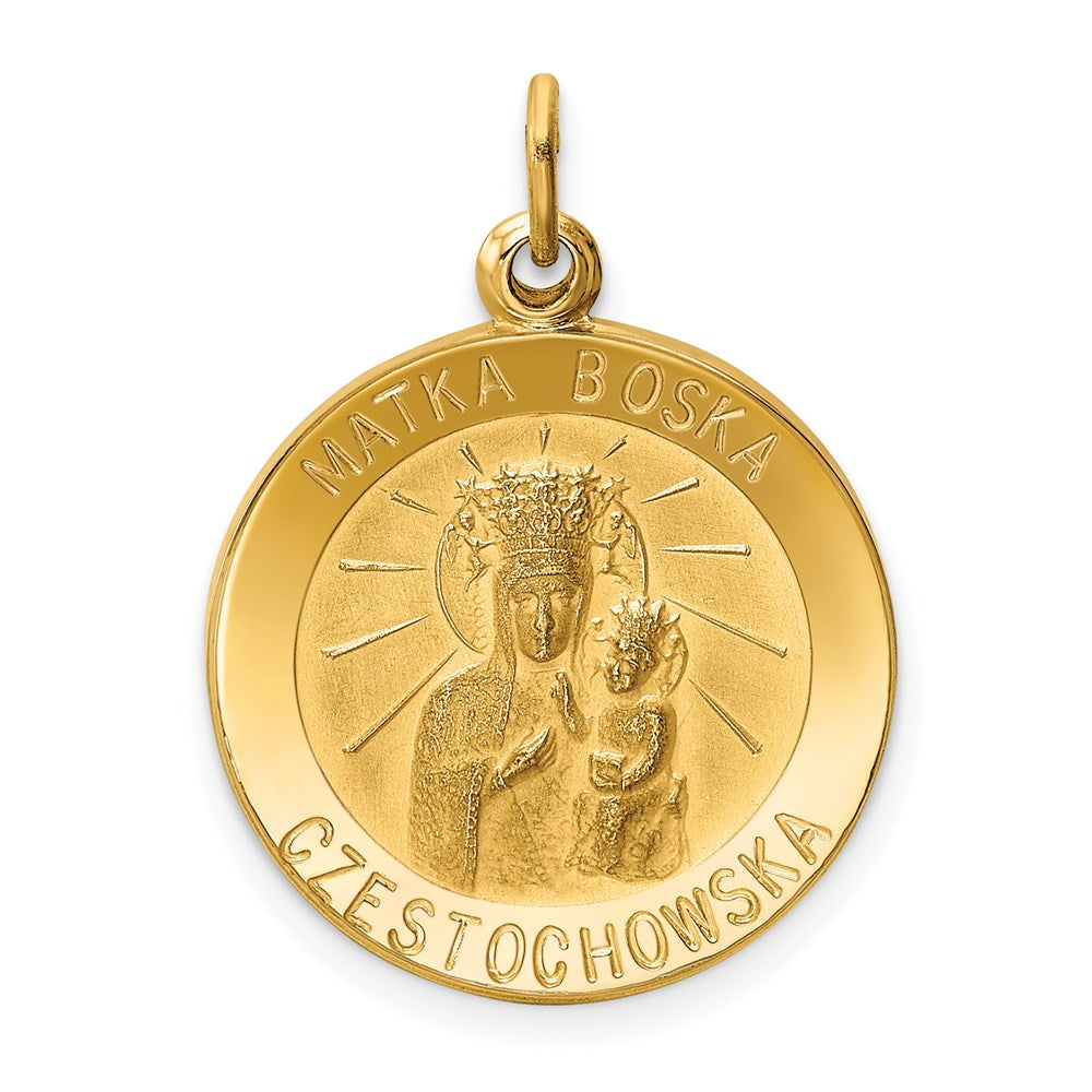 14k Yellow Gold 19 mm Matka Boska Medal Charm (1.36 grams)