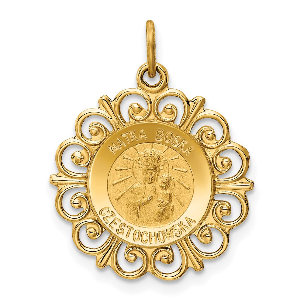 14k Yellow Gold 18.5 mm Matka Boska Medal Charm (1.51 grams)