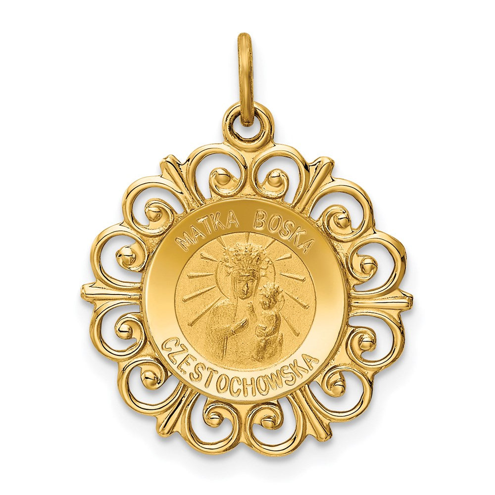 14k Yellow Gold 18.5 mm Matka Boska Medal Charm