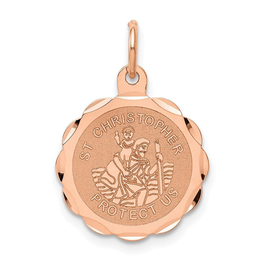 14k Rose Gold 16 mm Saint Christopher Medal Charm (0.76 grams)